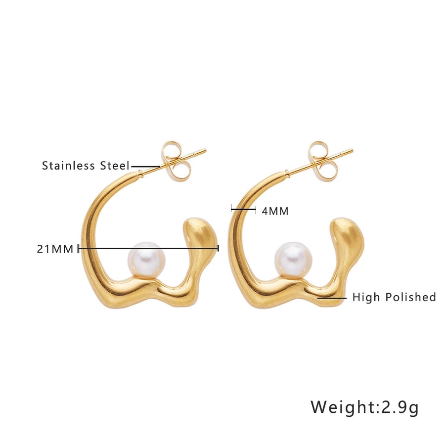 1 Pair Simple Style Classic Style Pearl Titanium Steel Pearl Ear Studs - CEJEW