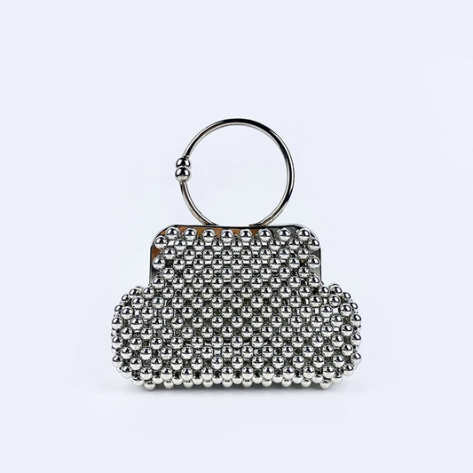 Women's Small Arylic Solid Color Vintage Style Streetwear Beading Shell Lock clasp Handbag