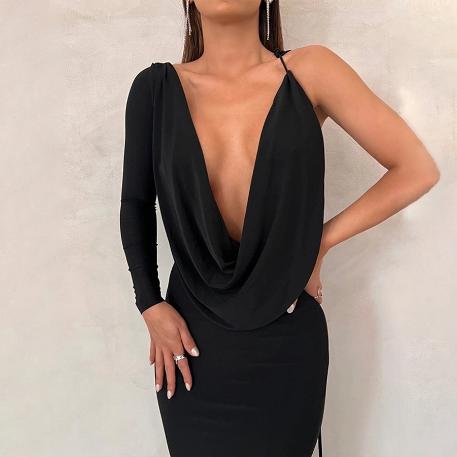 Women's Sheath Dress Streetwear Turtleneck Sleeveless Solid Color Maxi Long Dress Holiday