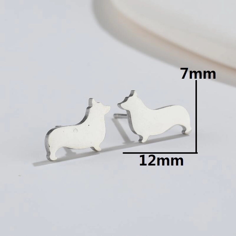 1 Pair Simple Style Dog Plating 304 Stainless Steel 18K Gold Plated Ear Studs