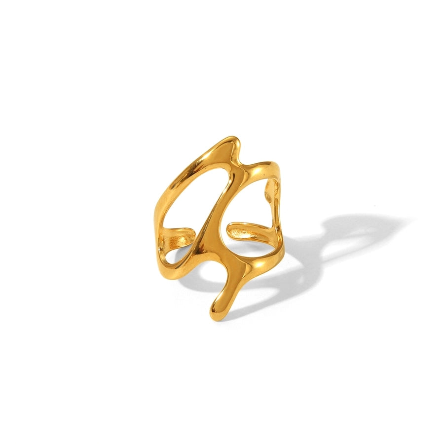 Jewelry Simple Style Irregular Solid Color Bow Knot 304 Stainless Steel 18K Gold Plated Open Rings