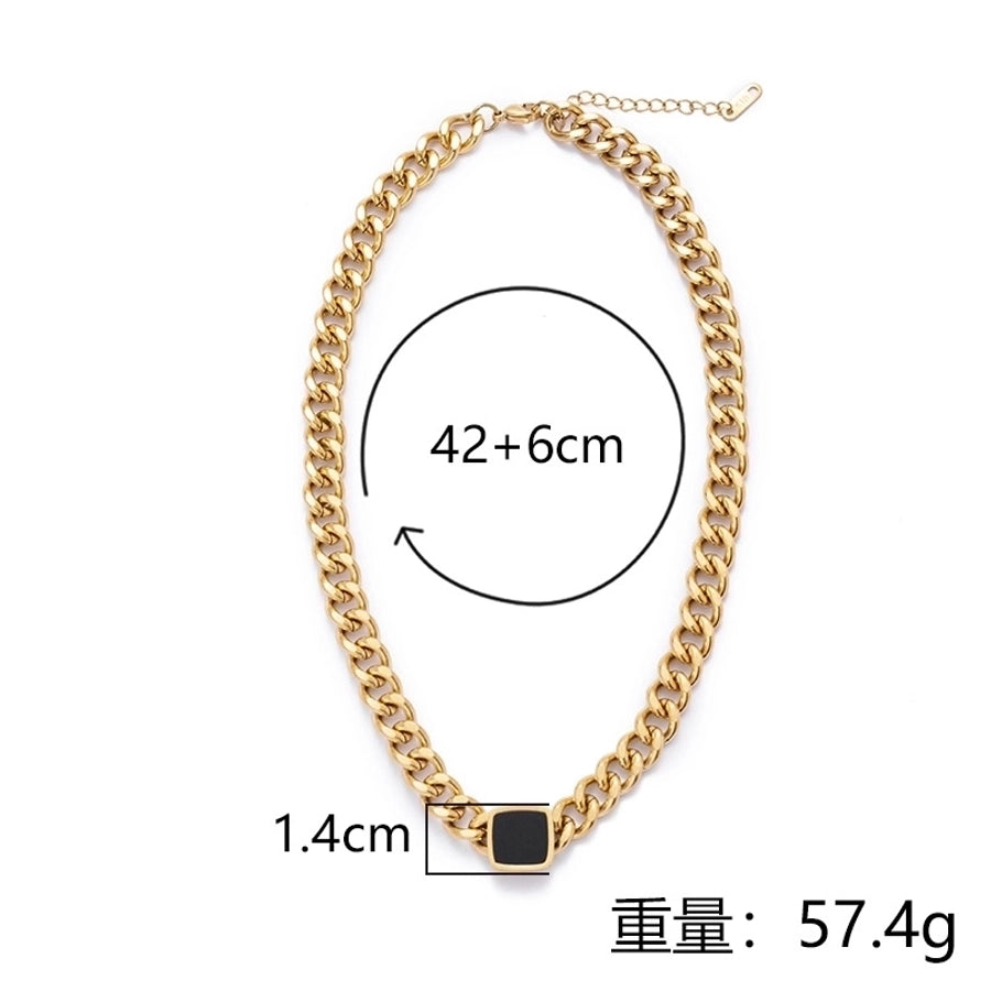 Jewelry Simple Style Geometric 304 Stainless Steel Acrylic 18K Gold Plated Stoving Varnish Necklace