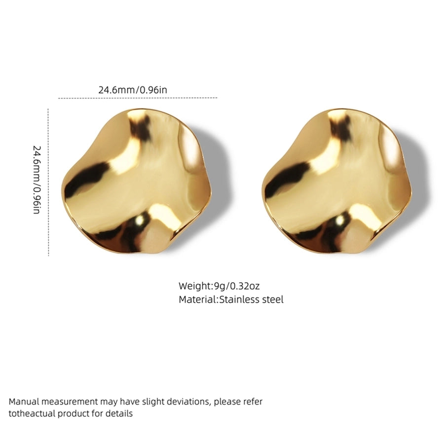 1 Pair Simple Style Round Plating 304 Stainless Steel Imitation Gold  Stainless Steel Earrings