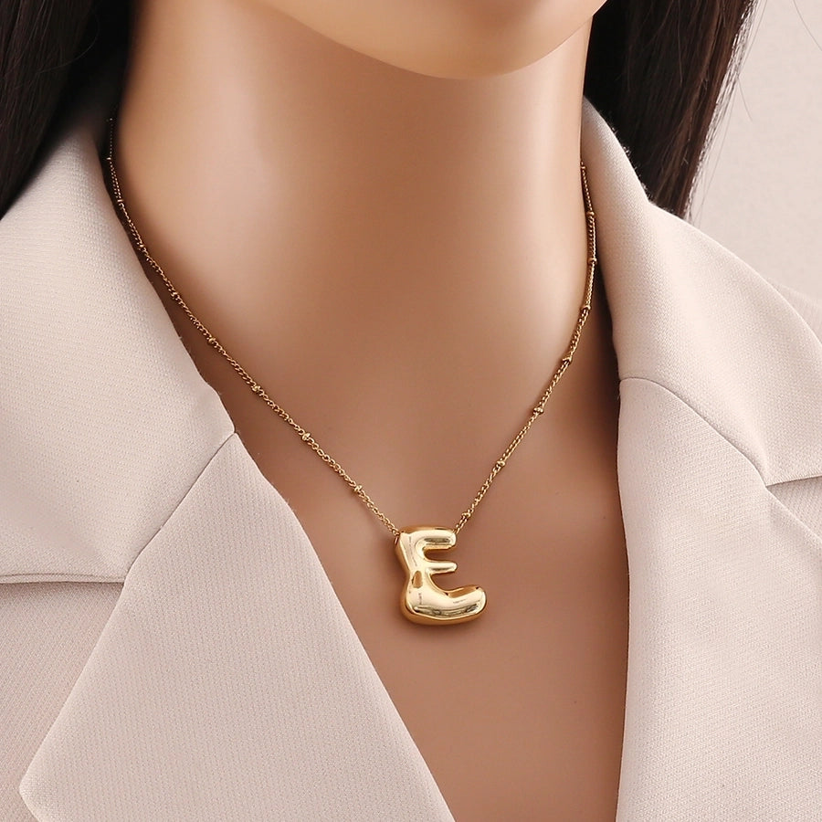 304 Stainless Steel Copper 18K Gold Plated Simple Style Commute letter Pendant Necklace