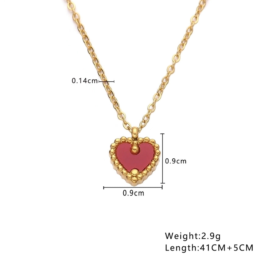 Jewelry Simple Style Classic Style Heart Shape 304 Stainless Steel 18K Gold Plated Plating Pendant Necklace - CEJEW