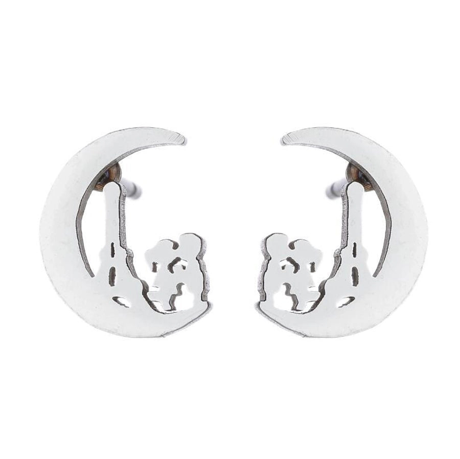 1 pair simple style geometric titanium steel plating ear studs