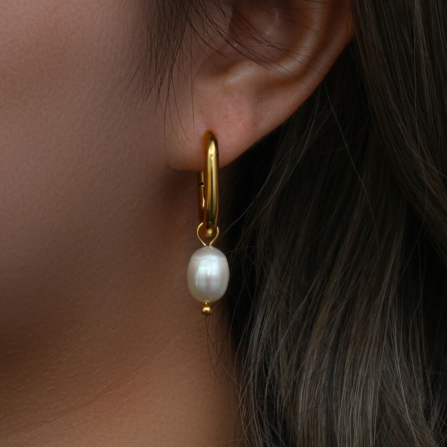 Fashion U Shape Pearl Plating 304 Stainless Steel 18K Gold Plated Drop Earrings