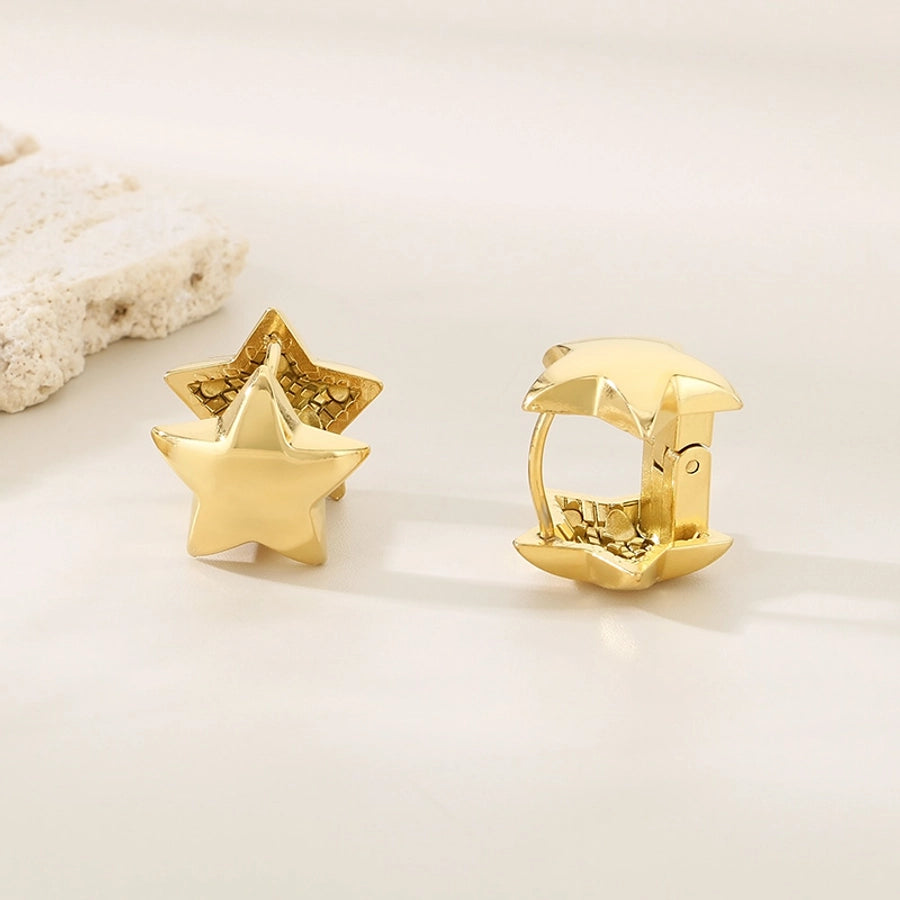 1 Pair Elegant Simple Style Streetwear Star 304 Stainless Steel 18K Gold Plated Stainless Steel Earrings