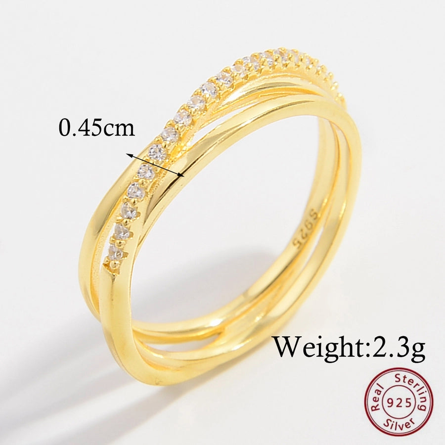 925 Sterling Silver Zircon Geometric Rings