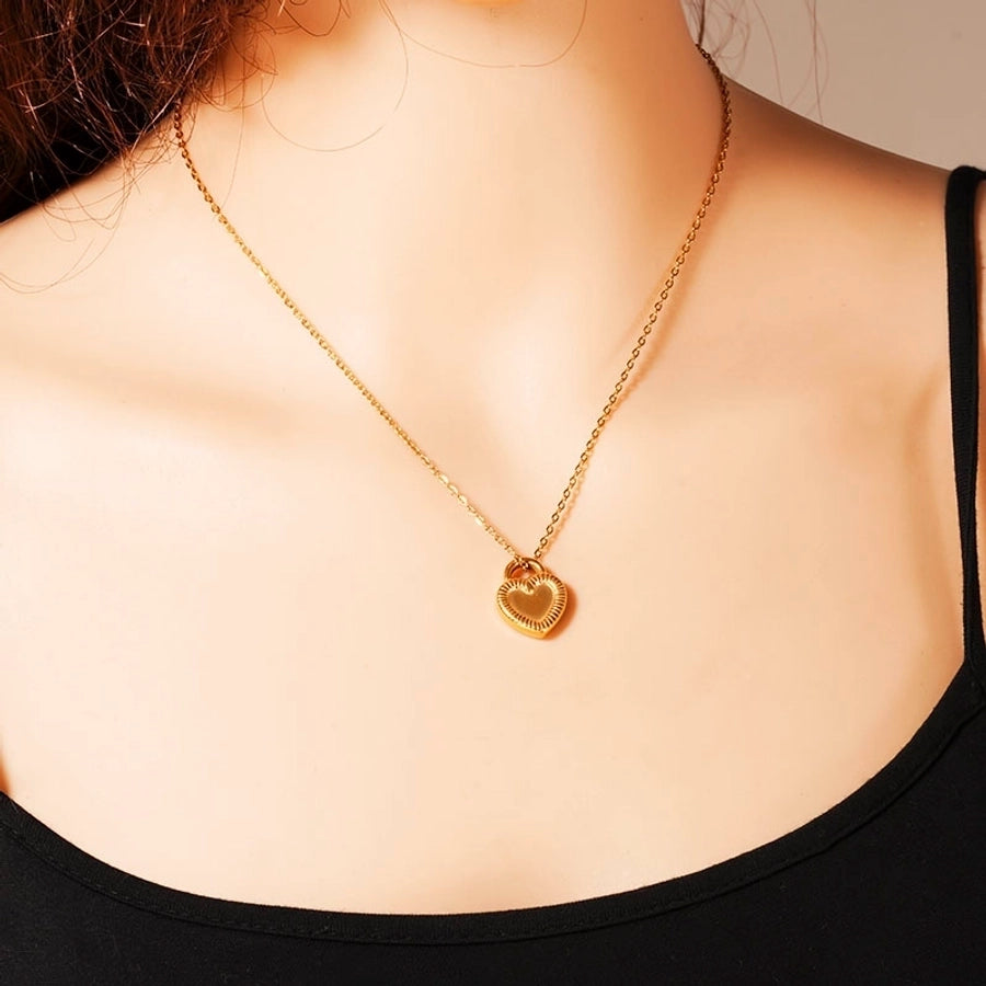 Jewelry Casual Simple Style Classic Style Heart Shape Lock 304 Stainless Steel 18K Gold Plated Stainless Steel Necklaces