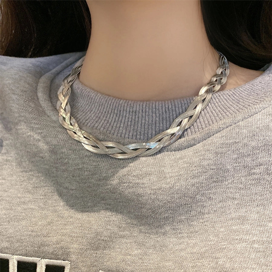 simple style color block titanium steel plating necklace