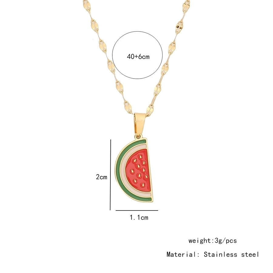 Jewelry Casual Elegant Lady Cherry Strawberry Watermelon 304 Stainless Steel 18K Gold Plated Pendant Necklace