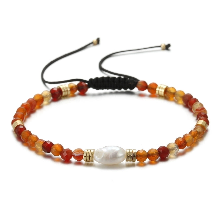 ethnic style round natural stone freshwater pearl copper plating 18k gold plated bracelets