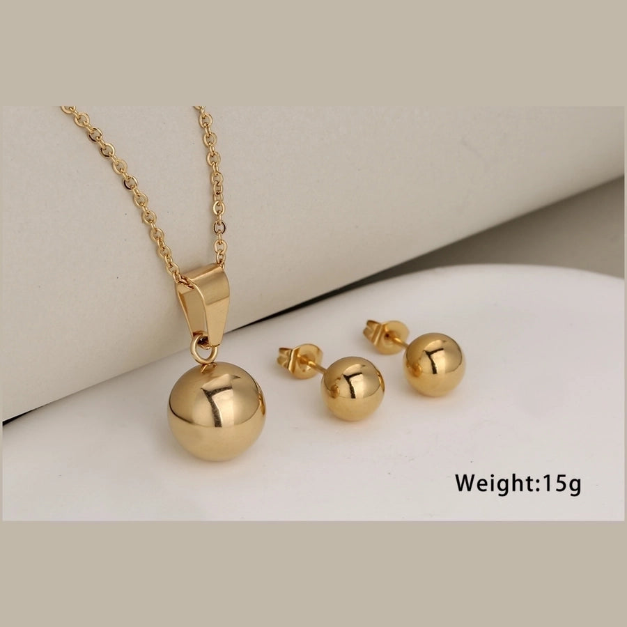 Jewelry Classic Style Round 304 Stainless Steel 18K Gold Plated Plating Jewelry Set