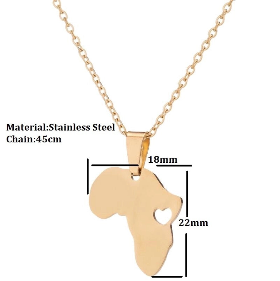 201 Stainless Steel 18K Gold Plated Fashion Plating Map Pendant Necklace