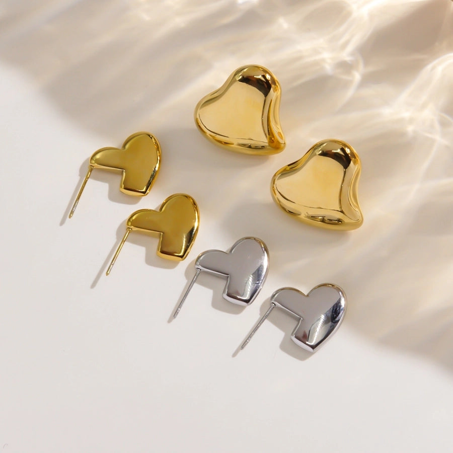 1 Pair IG Style Simple Style Classic Style Heart Shape Plating 304 Stainless Steel 14K Gold Plated Ear Studs