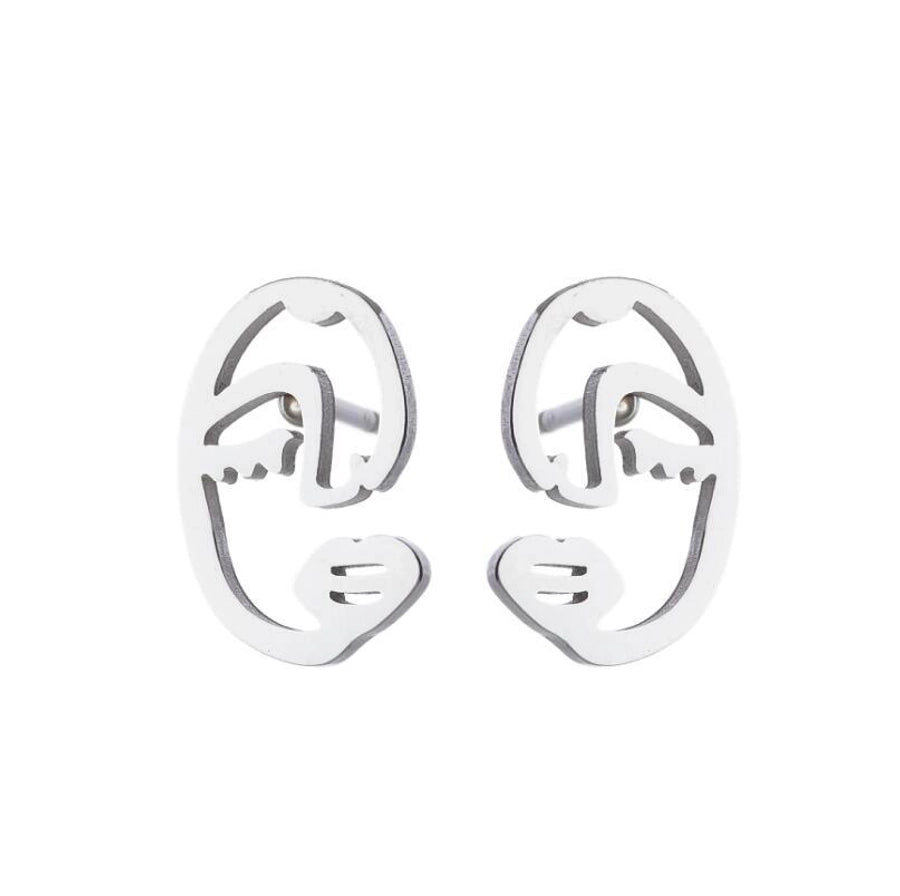 1 pair simple style geometric titanium steel plating ear studs