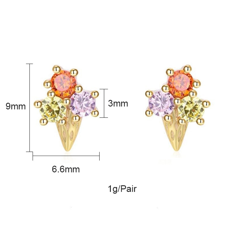 1 pair sweet simple style flower plating inlay copper zircon gold plated ear studs