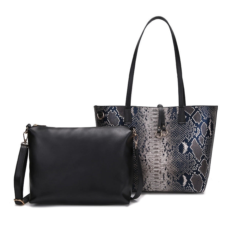 Women's Pu Leather Snakeskin Classic Style Square Open Bag Sets