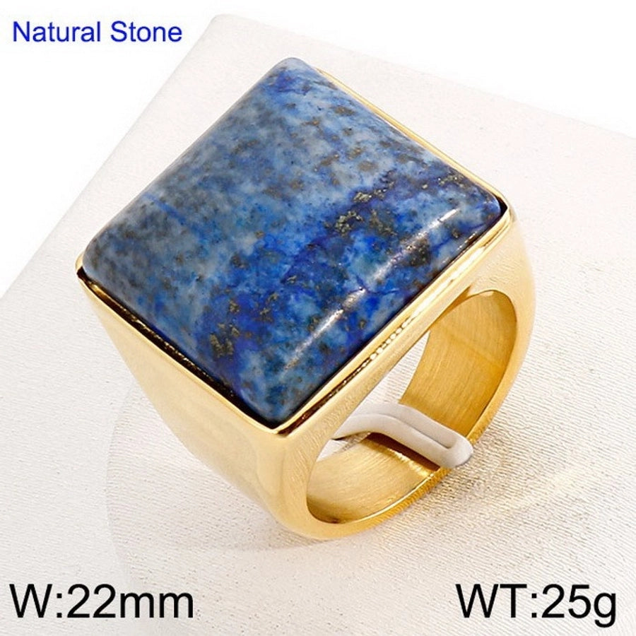 Jewelry Vintage Style Geometric Square Stainless Steel 18K Gold Plated Plating Rings