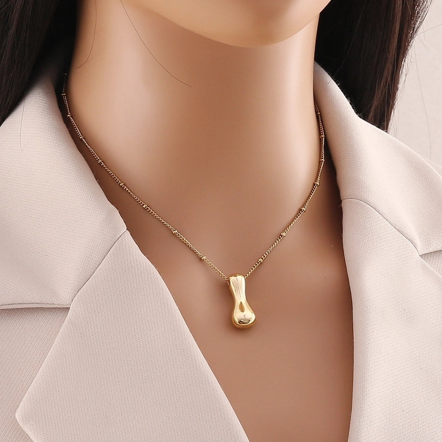 304 Stainless Steel Copper 18K Gold Plated Simple Style Commute letter Pendant Necklace