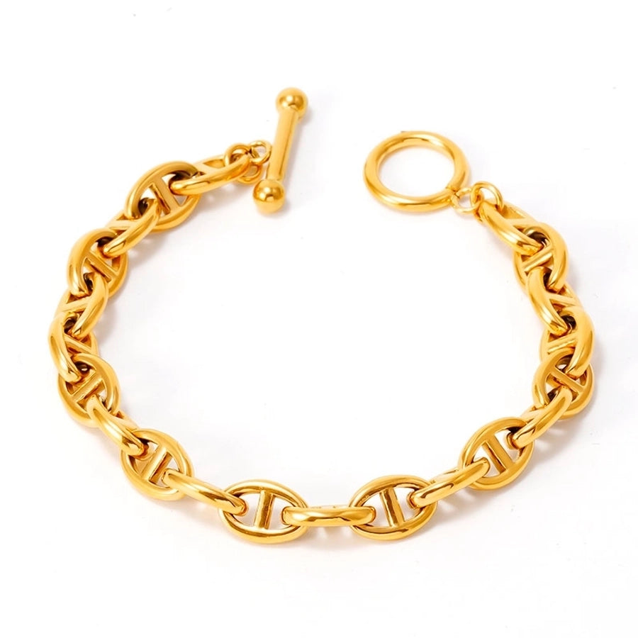 Luxurious Romantic Pig nose 304 Stainless Steel 18K Gold Plated Bracelets In Bulk