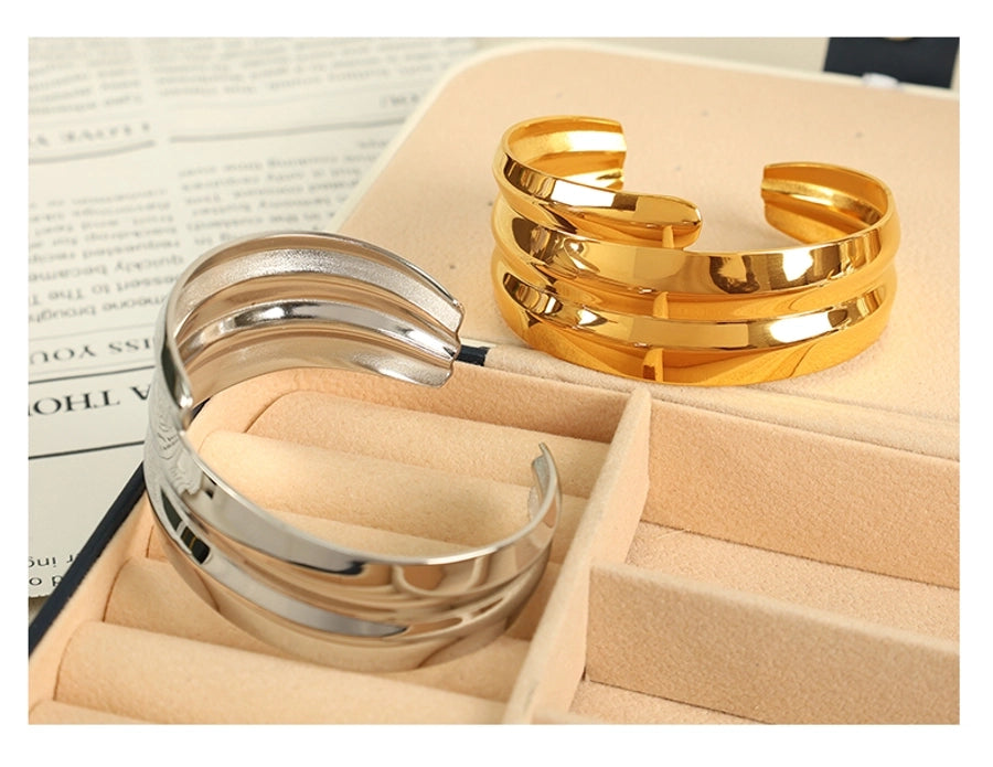 IG Style Exaggerated Irregular Solid Color 304 Stainless Steel 18K Gold Plated Bangle In Bulk