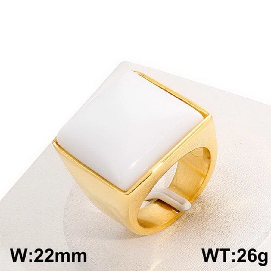 Jewelry Vintage Style Geometric Square Stainless Steel 18K Gold Plated Plating Rings