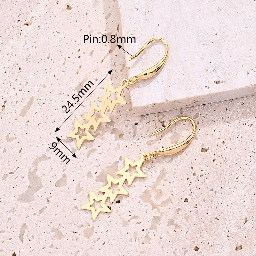 1 Pair/Package 2 Pairs/Package IG Style Modern Style Simple Style Pentagram Rhombus Shell Handmade Polishing Plating Copper 18K Gold Plated Earrings