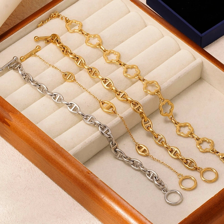 Luxurious Romantic Pig nose 304 Stainless Steel 18K Gold Plated Bracelets In Bulk