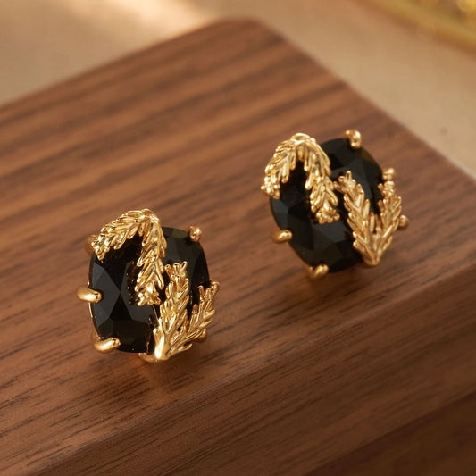 1 Pair Elegant Grain Copper 18K Gold Plated Ear Studs