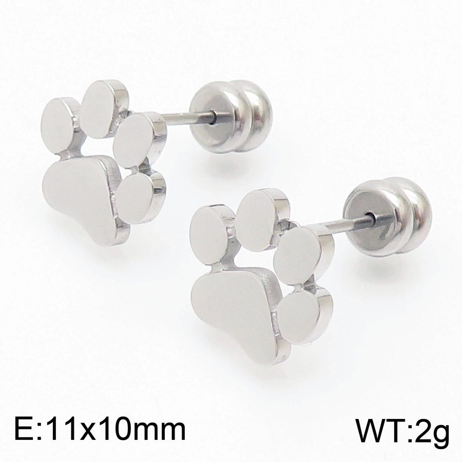 Fashion Heart Titanium Steel 18K Gold Plated Earrings Ear Studs