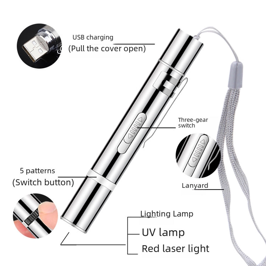 Rechargeable Infrared Laser Light Cat Toy Pen Leash Walking Stick Kitten Supplies Pet Plaything Charging Indicator Light