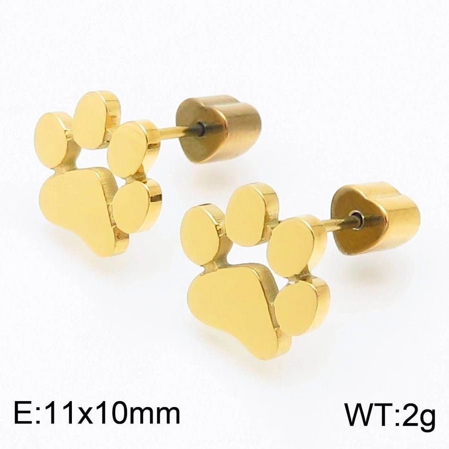 Fashion Heart Titanium Steel 18K Gold Plated Earrings Ear Studs