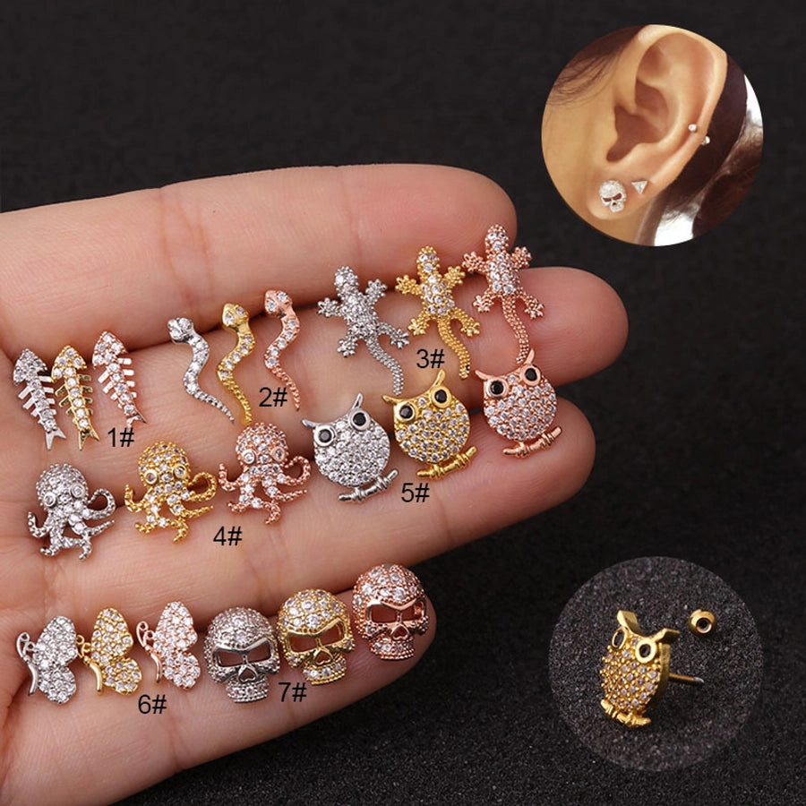 Ear Cartilage Rings & Studs Exaggerated Animal 316L Stainless Steel  Copper Zircon