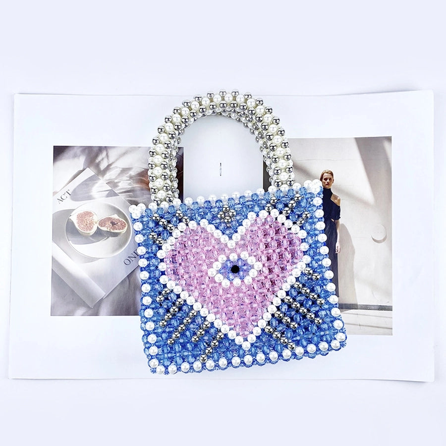 Women's Medium Arylic Heart Shape Elegant Streetwear Beading Square Open Square Bag