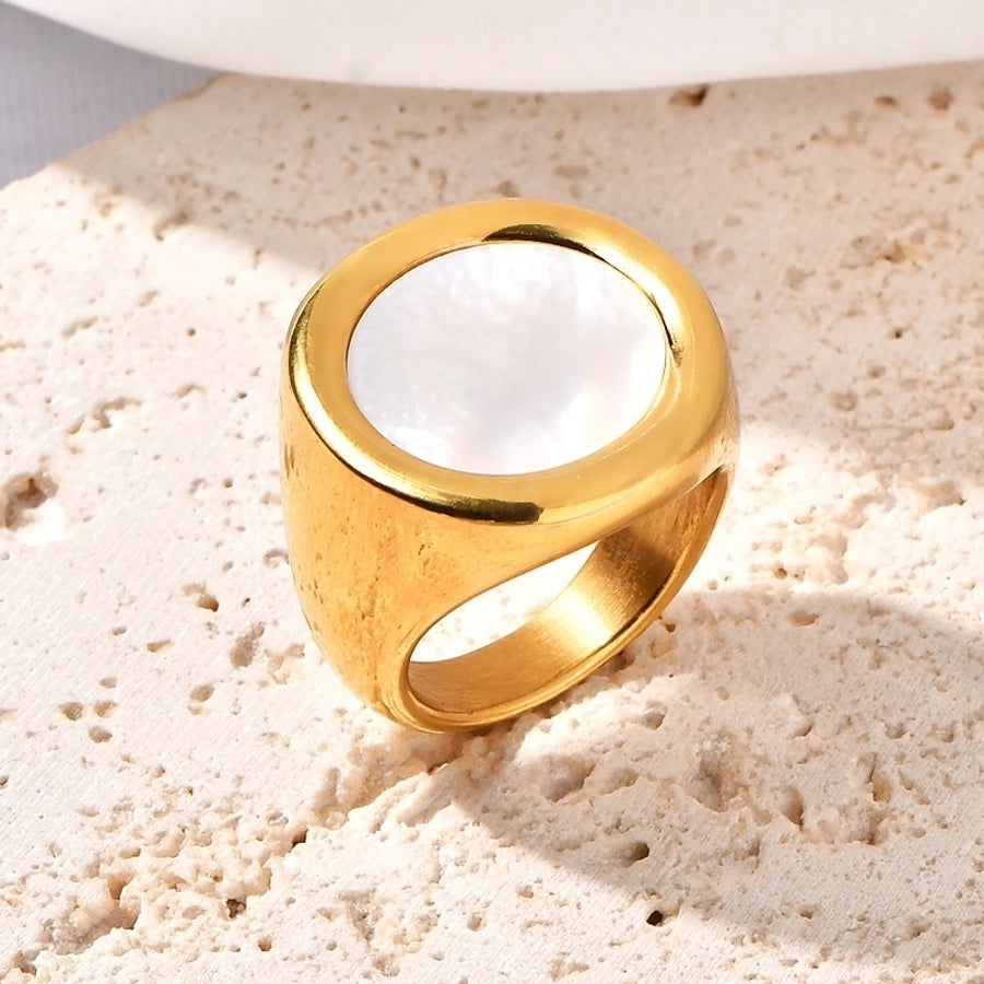 Jewelry Vintage Style Roman Style British Style Sun 304 Stainless Steel 18K Gold Plated Rings