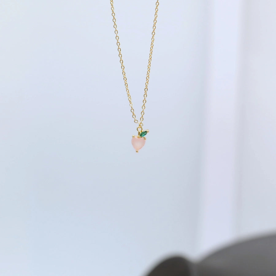 Copper 18K Gold Plated Fruit Zircon Pendant Necklace