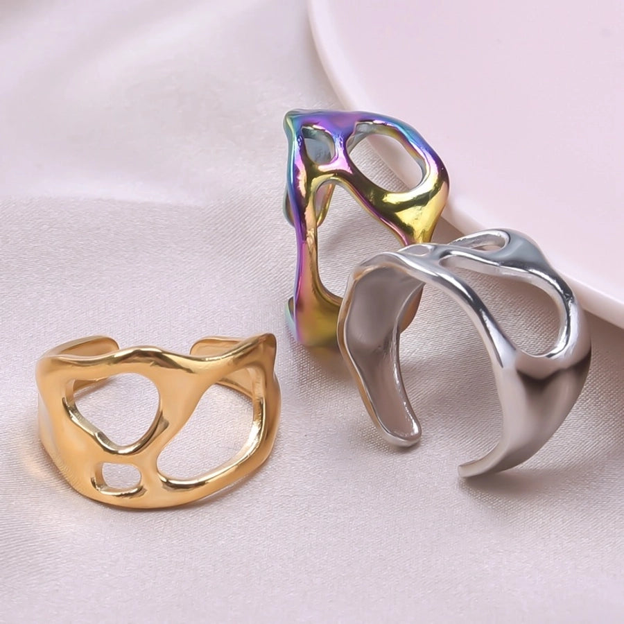 Jewelry Simple Style Solid Color 304 Stainless Steel 18K Gold Plated Plating Rings