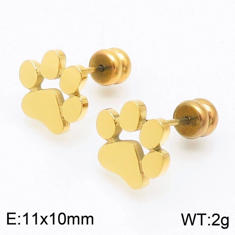 Fashion Heart Titanium Steel 18K Gold Plated Earrings Ear Studs