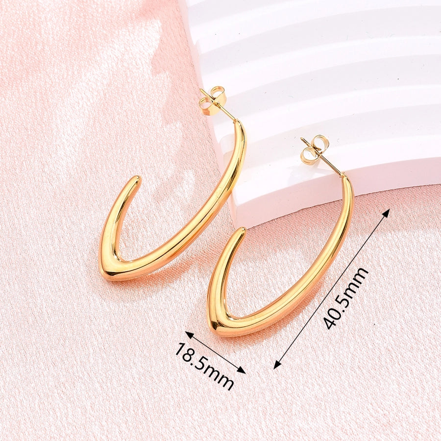 1 Pair/Package Modern Style Simple Style Lips Sector Oval Handmade Polishing Three-dimensional 304 Stainless Steel Ear Studs - CEJEW