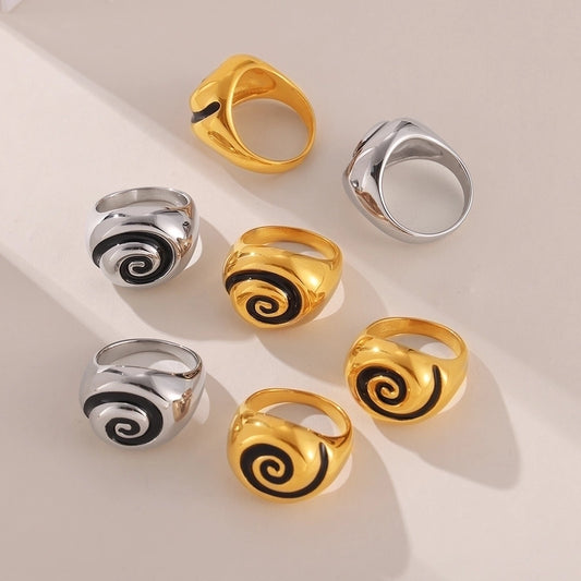 Jewelry Casual Exaggerated Circle Titanium Steel Enamel Rings