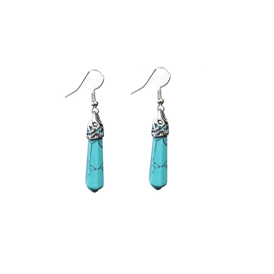 ethnic style water droplets stone drop earrings 1 pair