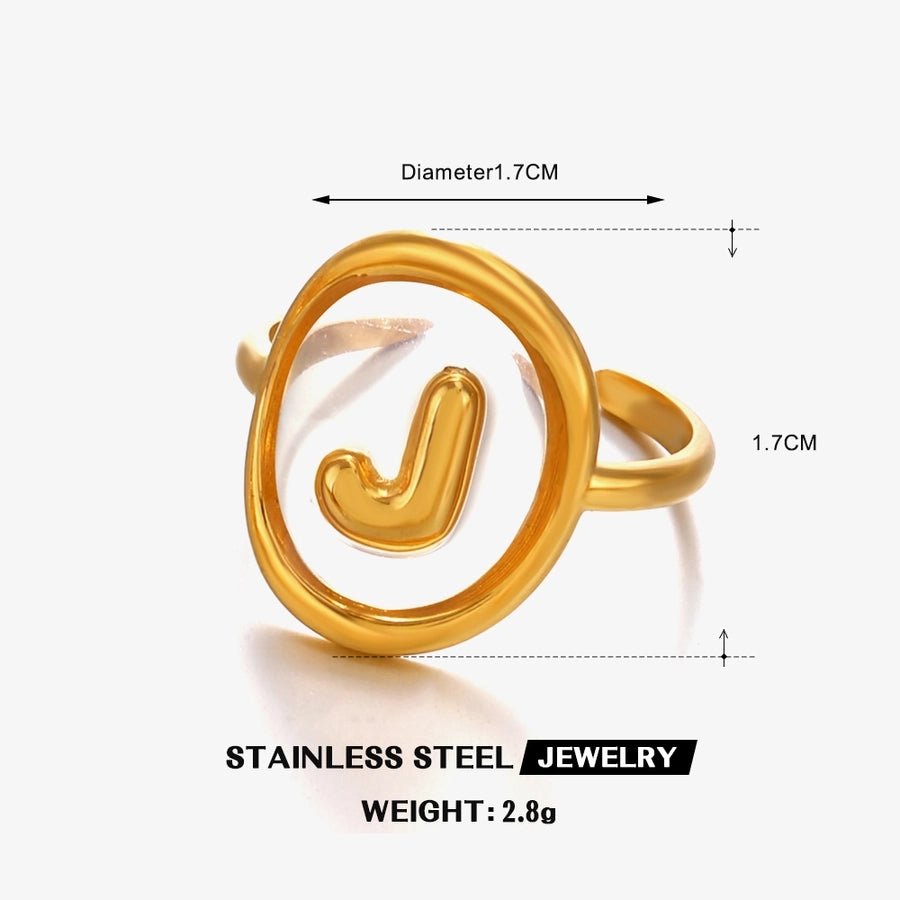 Jewelry Vintage Style Simple Style Letter 304 Stainless Steel Resin 18K Gold Plated Open Rings