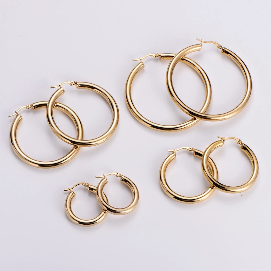 1 Pair Simple Style Geometric Plating 304 Stainless Steel No Inlaid 18K Gold Plated Stainless Steel Earrings