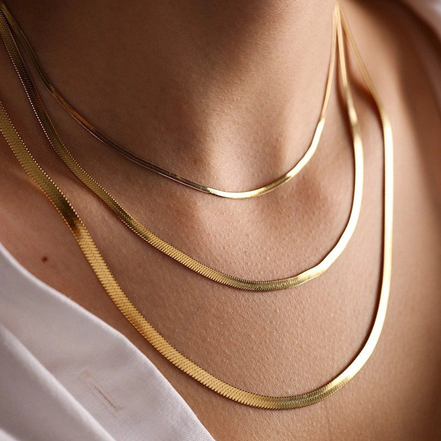 Jewelry Basic Simple Style Commute Solid Color 304 Stainless Steel 18K Gold Plated Plating Necklace - CEJEW