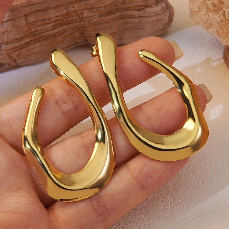 1 Pair Classic Style Asymmetrical Irregular 304 Stainless Steel Imitation Gold  Ear Studs