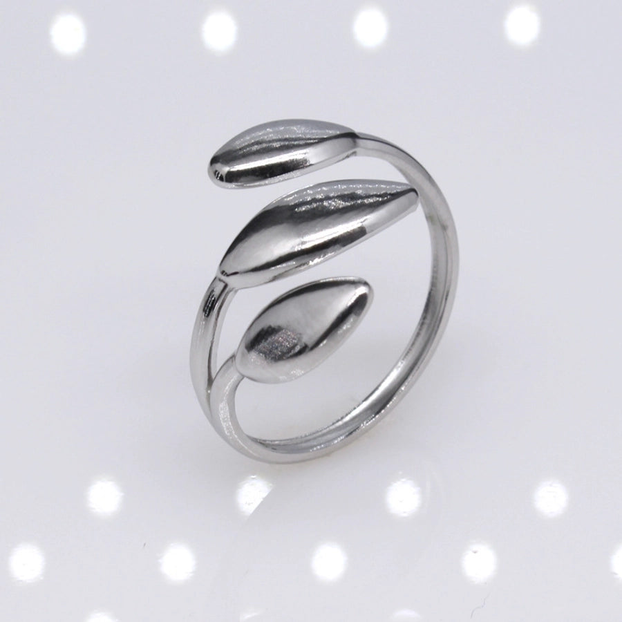 retro leaf heart shape snake titanium steel polishing plating hollow out open ring 1 piece