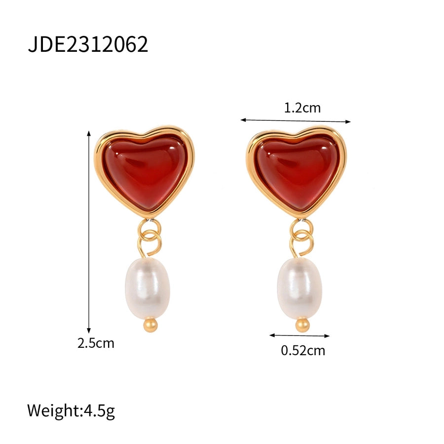 1 Pair Casual Exaggerated Heart Shape 304 Stainless Steel 18K Gold Plated Drop Earrings Earrings