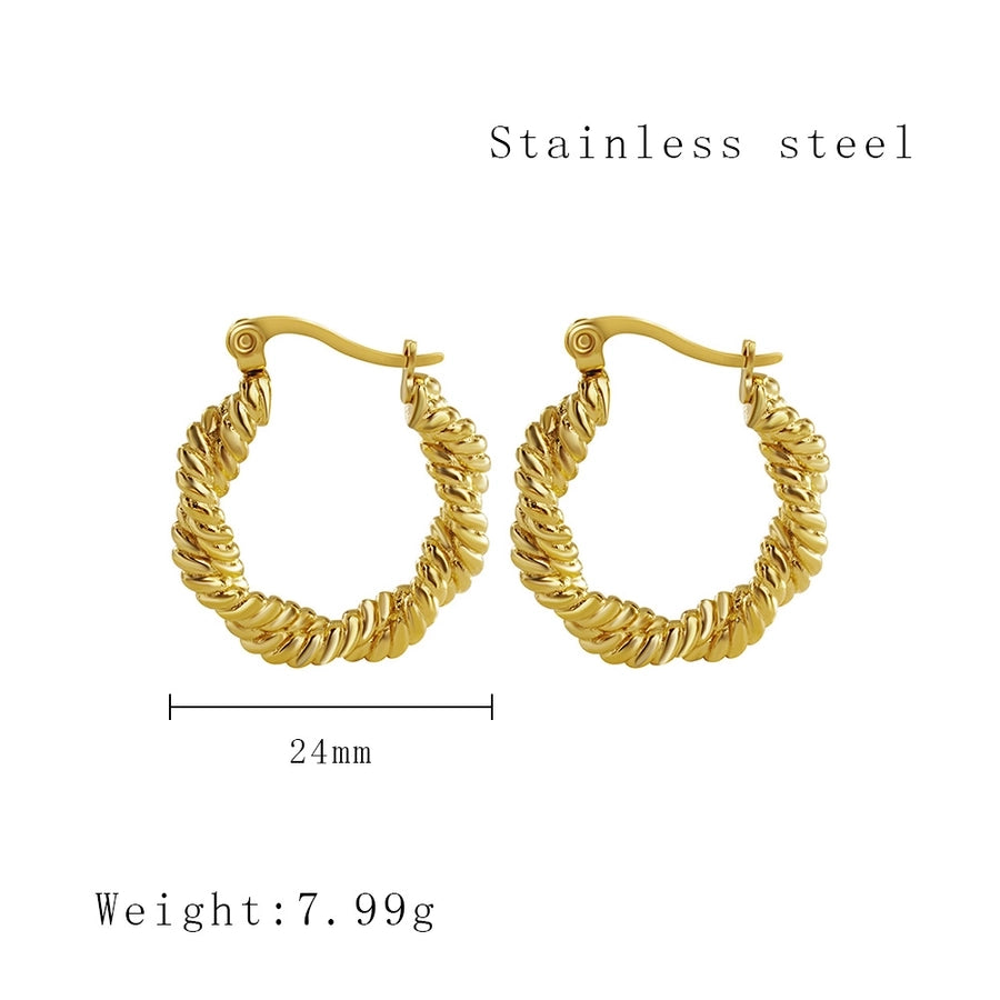 1 Pair Simple Style Round Plating 304 Stainless Steel 18K Gold Plated Earrings